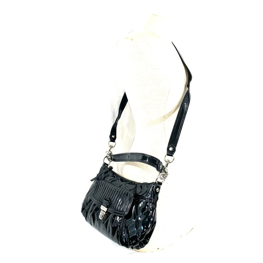 Coach black patent leather poppy quilted bag